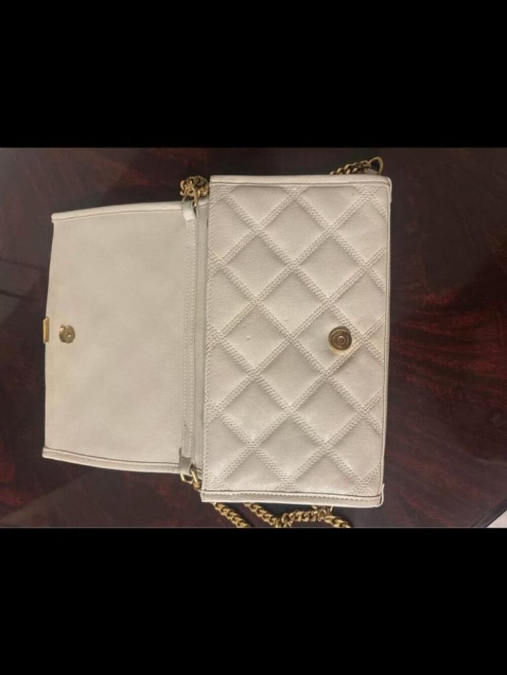 YSL Beige Quilted Purse Handbag